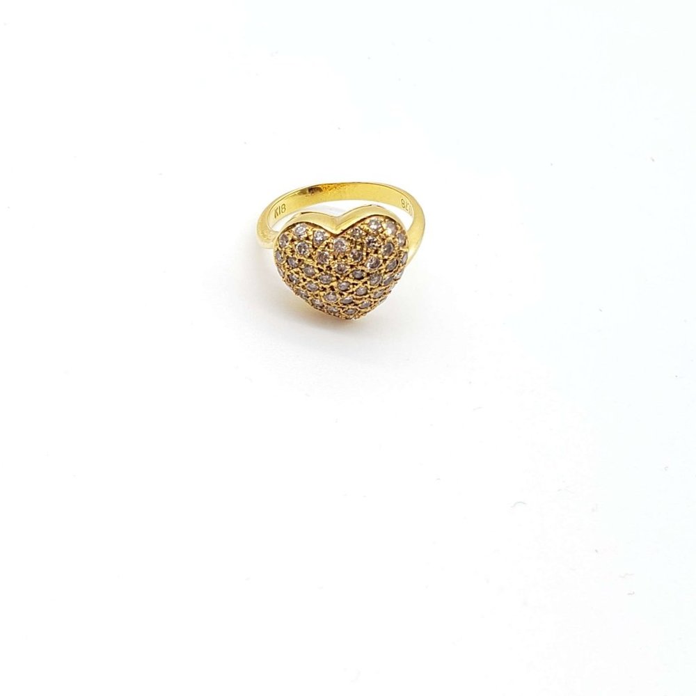 100% Authentic Jewelry Ring Heart Diamond 0.78ct 18k Yellow Gold - Picture 3 of 8